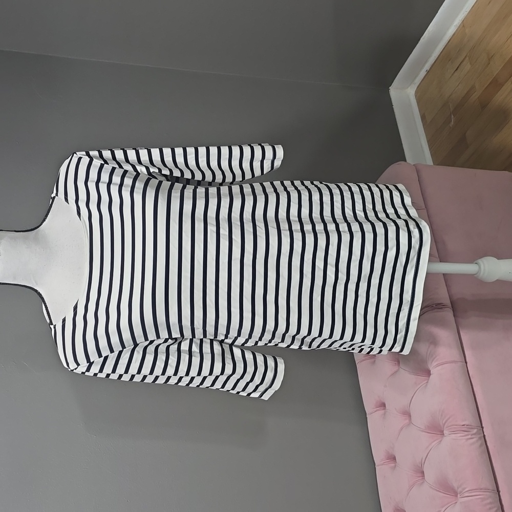 Saint James Navy and White Striped Blouse